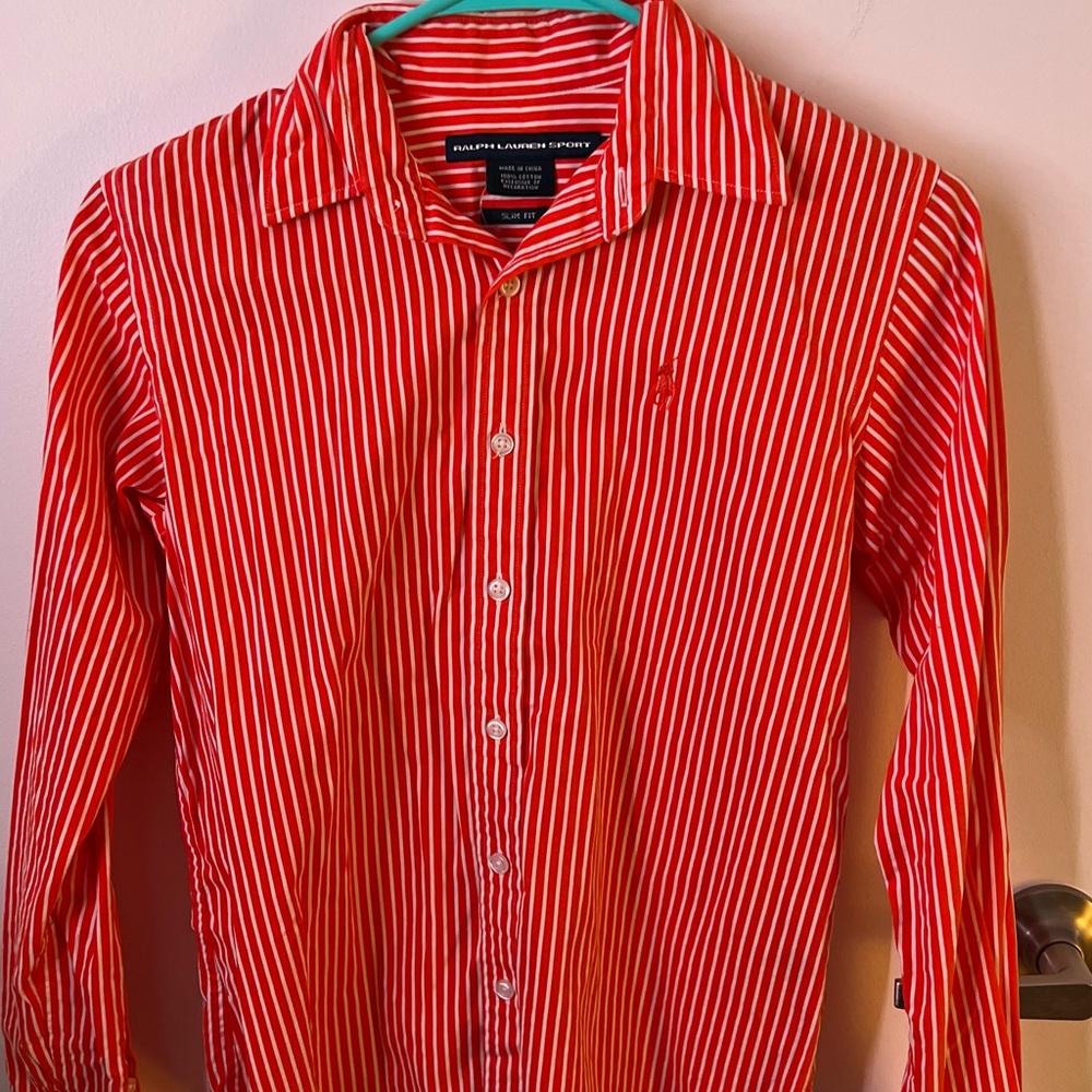 Ralph Lauren Sports Orange Stripe Shirt Women Size 4(NWOT)